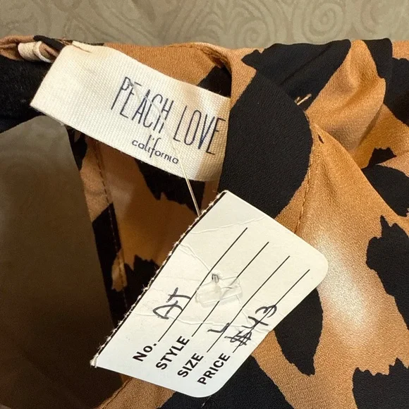 Peach Love California Tan Leopard Print Blouse - Picture 5 of 5